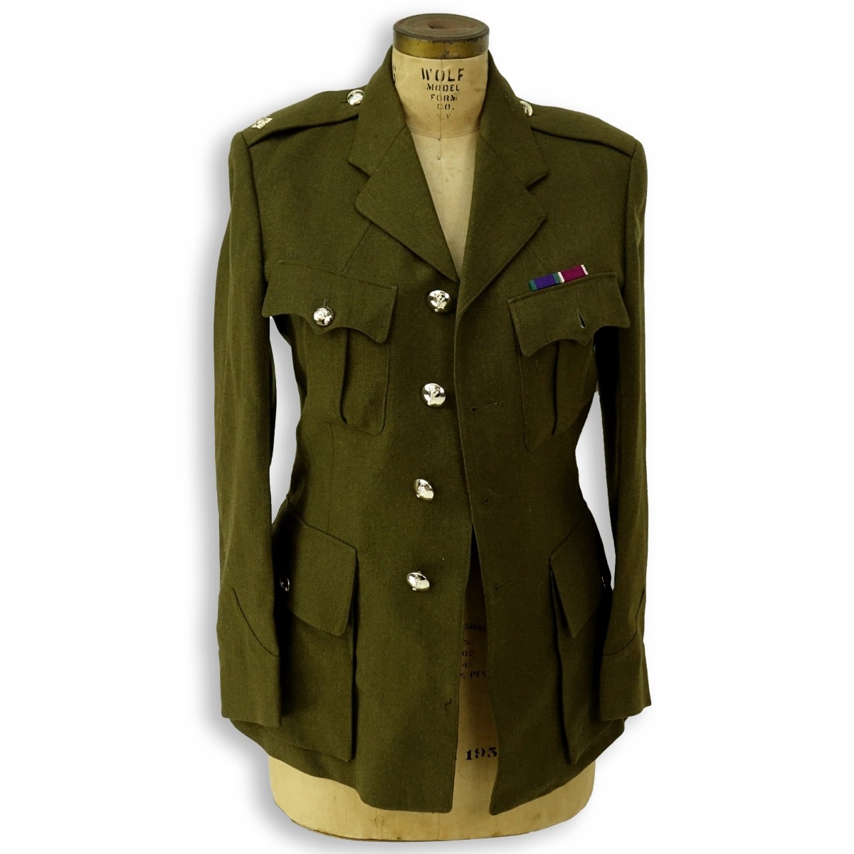 Vintage British Army Green Military Coat.