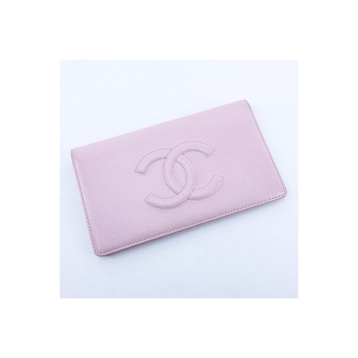 Chanel Pink Caviar Leather Front Logo Long