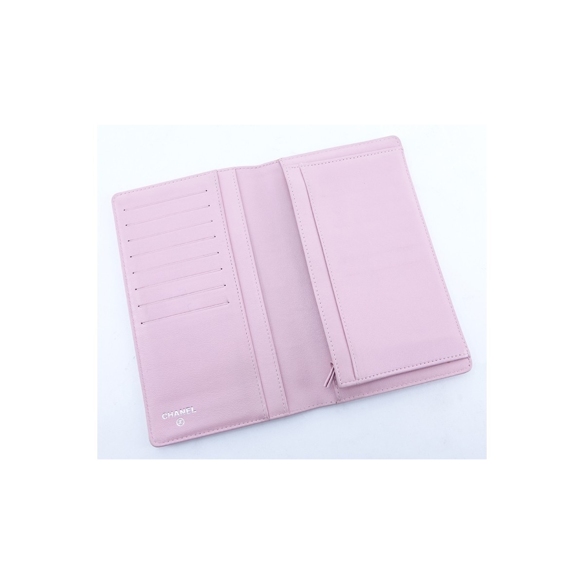 Chanel Pink Caviar Leather Front Logo Long