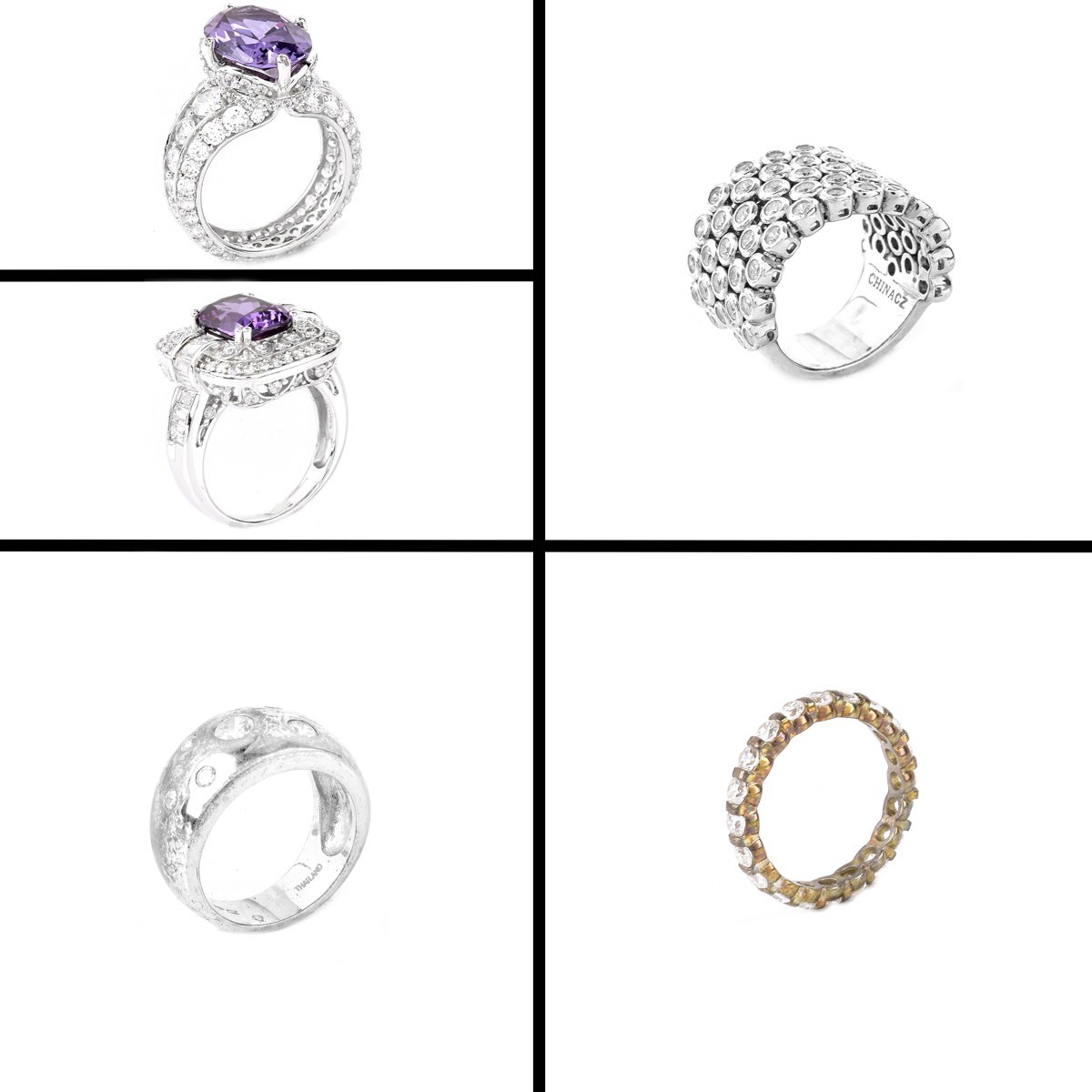 Five (5) Sterling, Cz And Gemstone Fashion Rings.