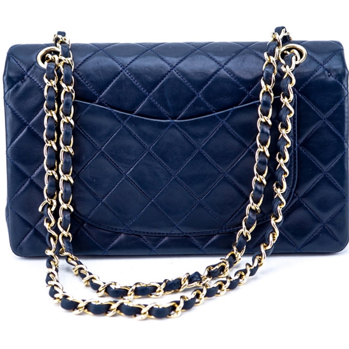 Chanel Navy Blue Quilted Leather Classic Dbl Flap