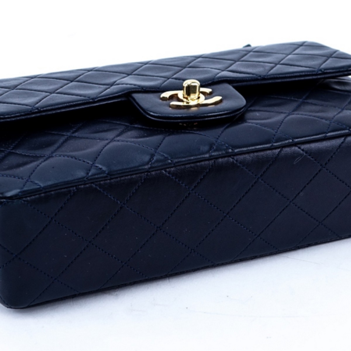 Chanel Navy Blue Quilted Leather Classic Dbl Flap