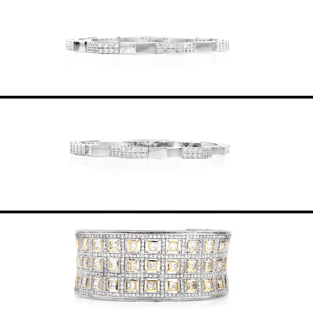 Three (3) Sterling Cz Fashion Jewelry Bracelets