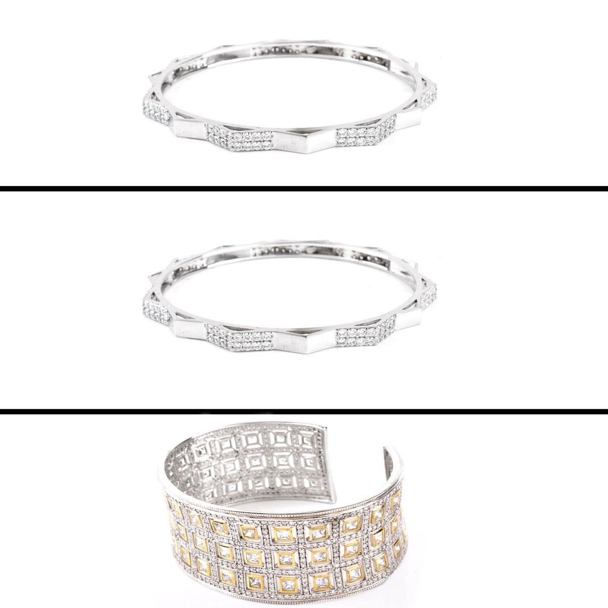 Three (3) Sterling Cz Fashion Jewelry Bracelets