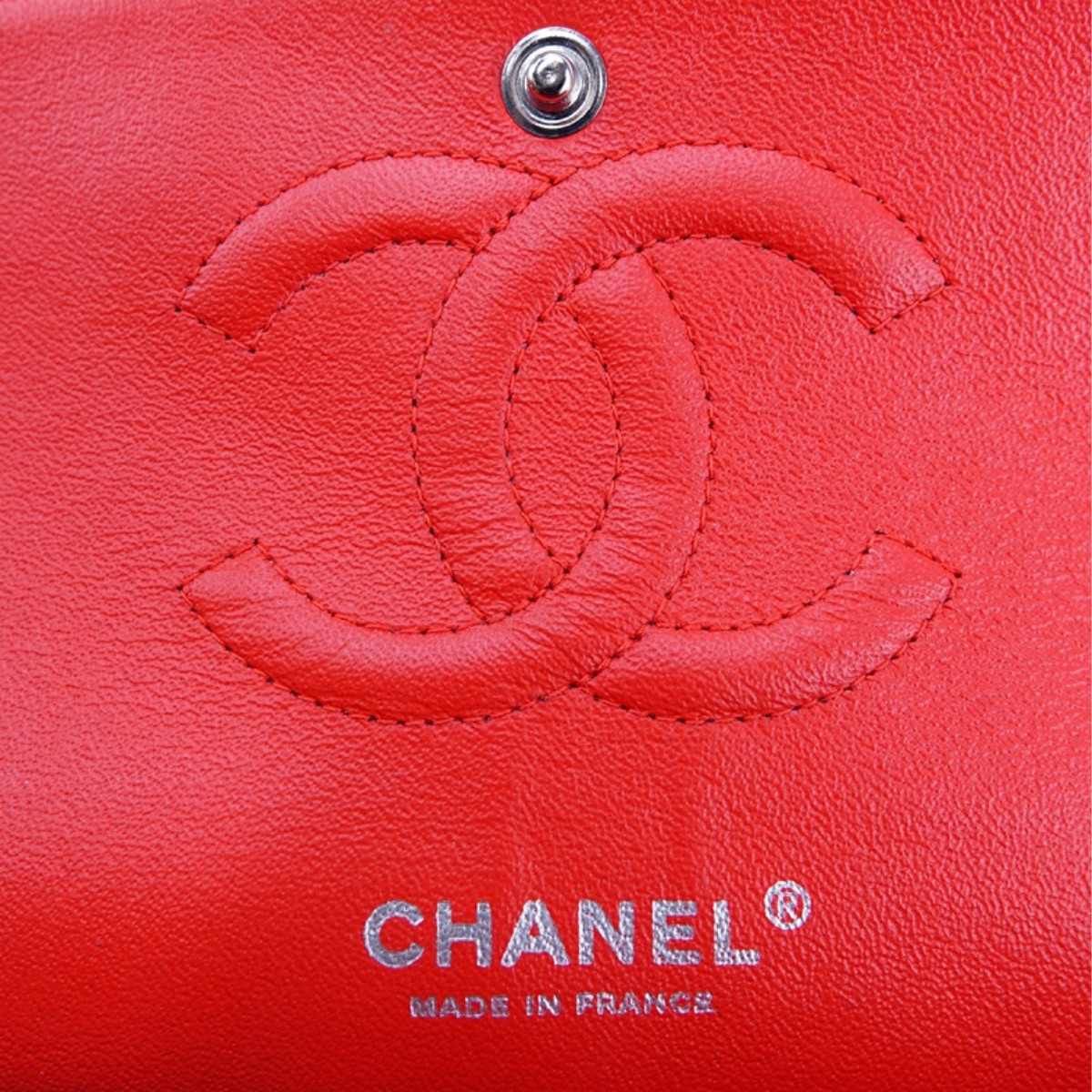 Chanel Red Quilted Patent Leather Classic Dbl Flap