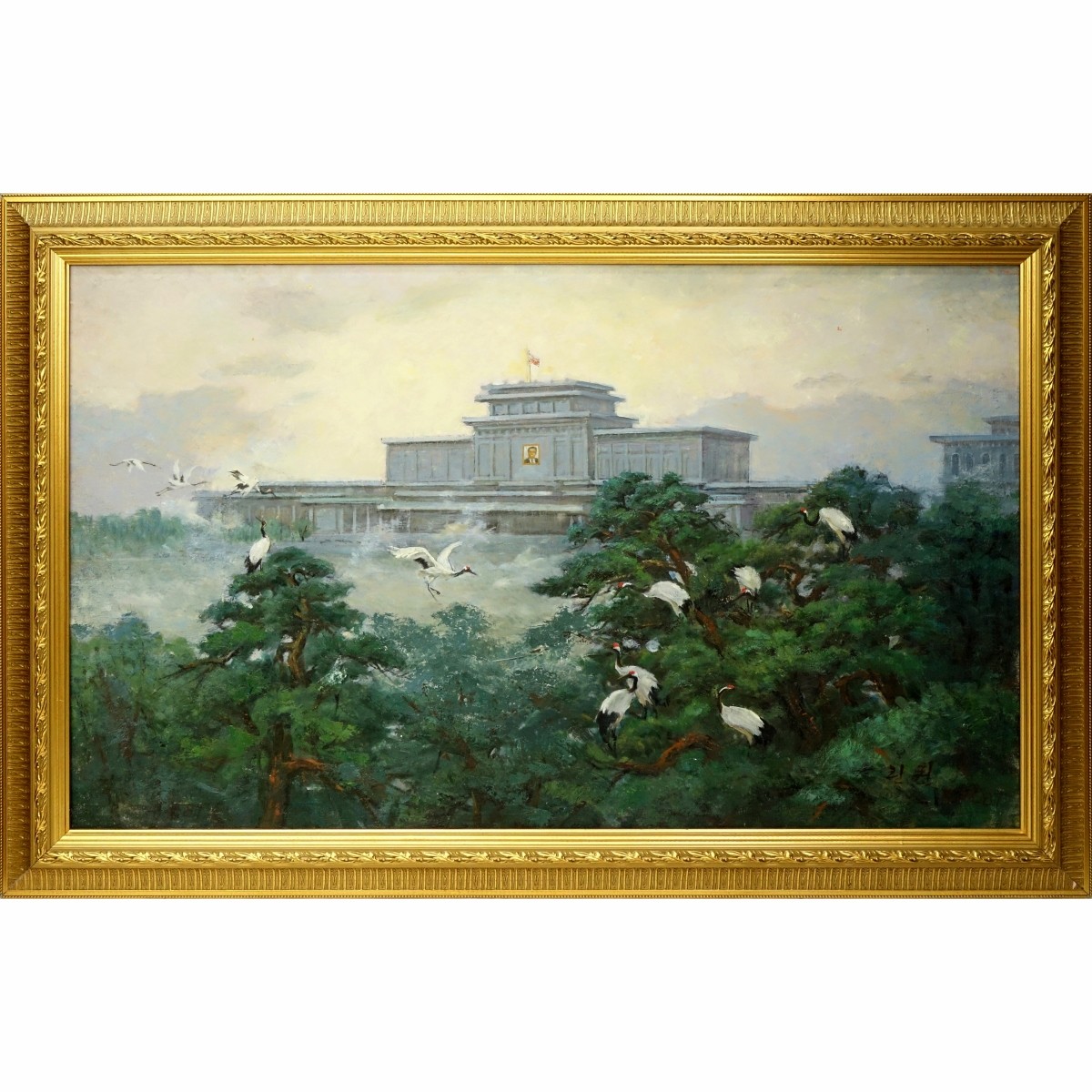 20th C. Chinese School Oil On Canvas, Tiananmen