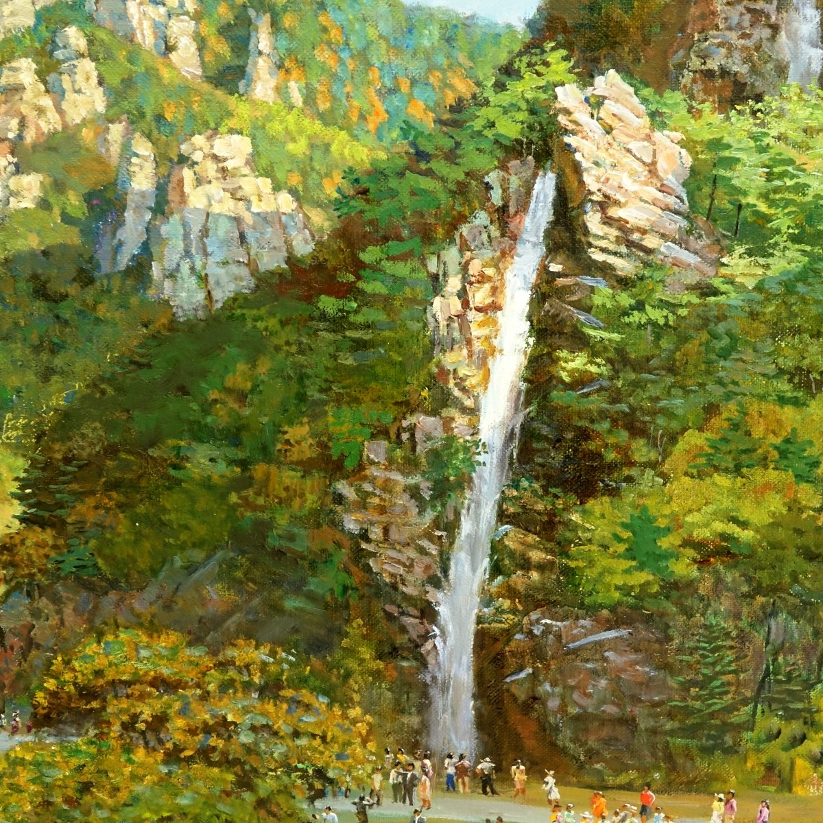 20th Century Chinese School Oil On Canvas, Outdoor