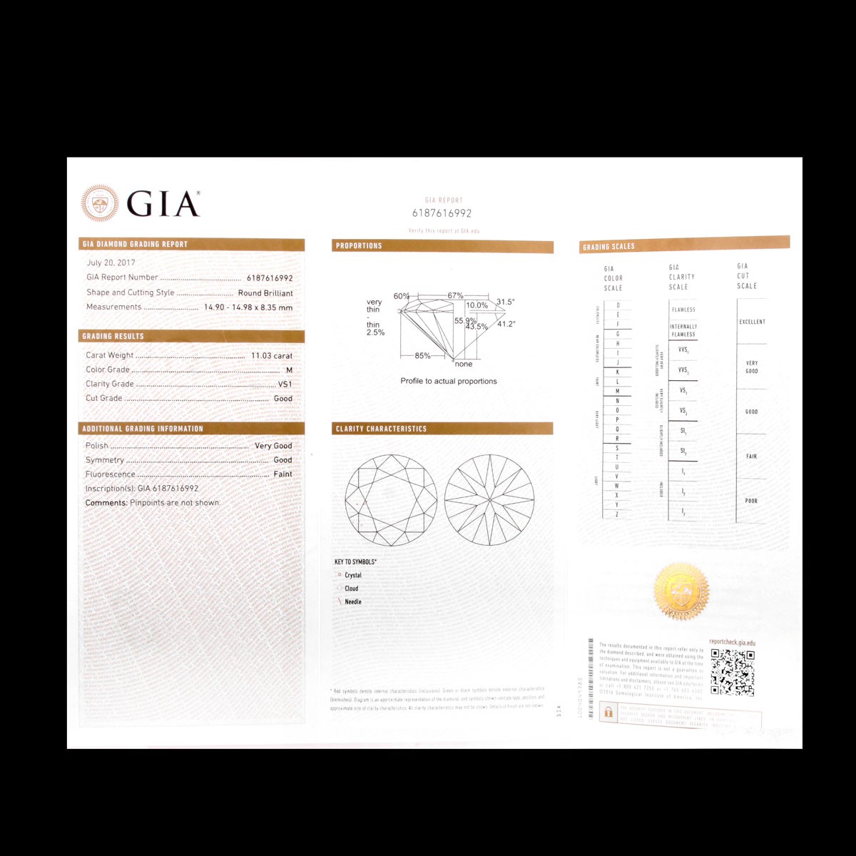 Important GIA Certified 11.03 Carat RBC Diamond