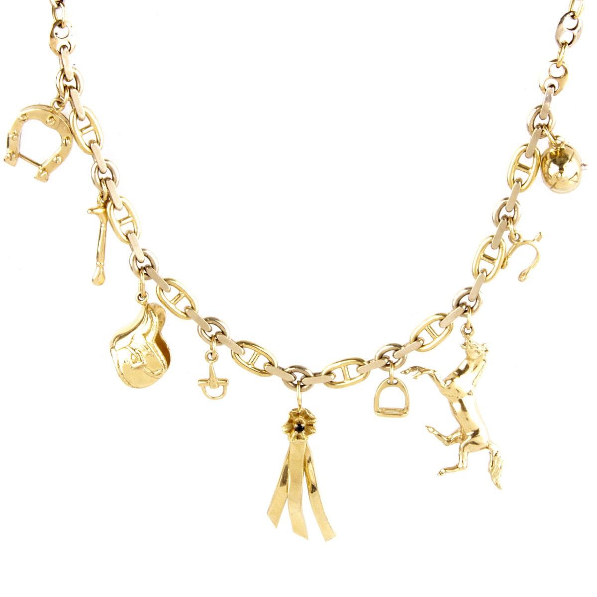 Vintage 18K Gold Equestrian Charm Necklace