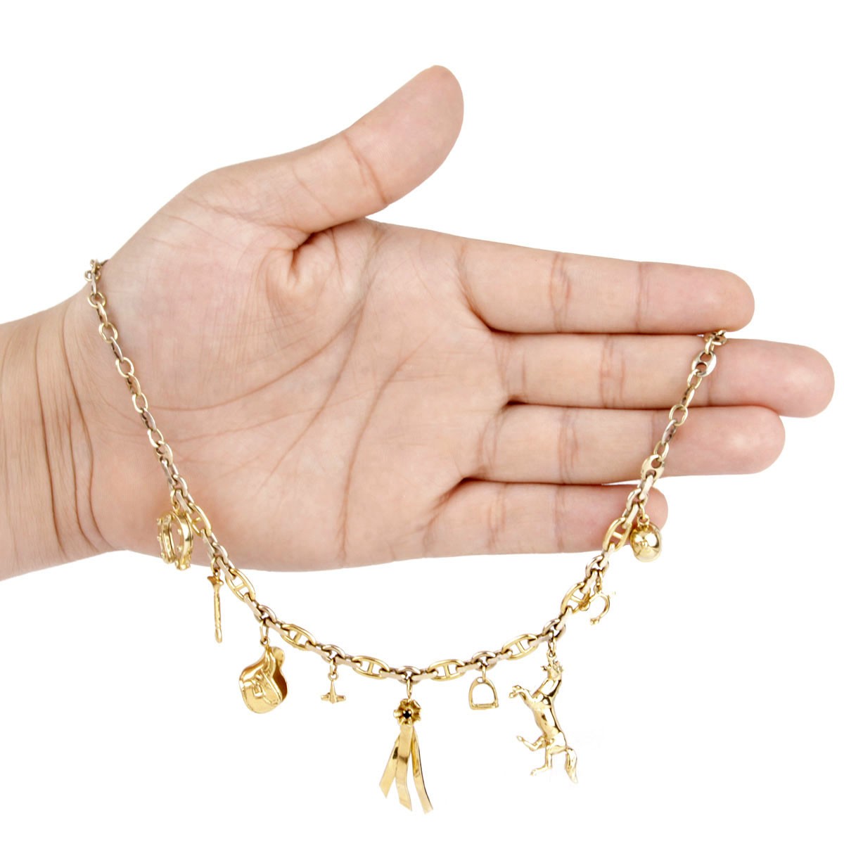 Vintage 18K Gold Equestrian Charm Necklace