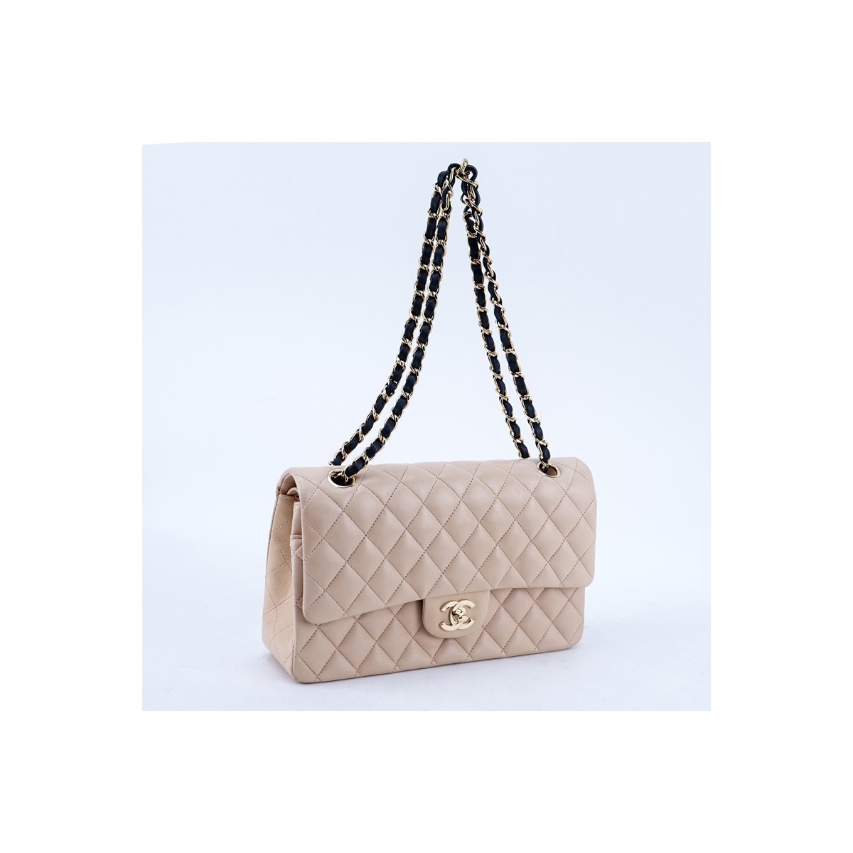 Chanel Light Beige Quilted Leather Bicolor