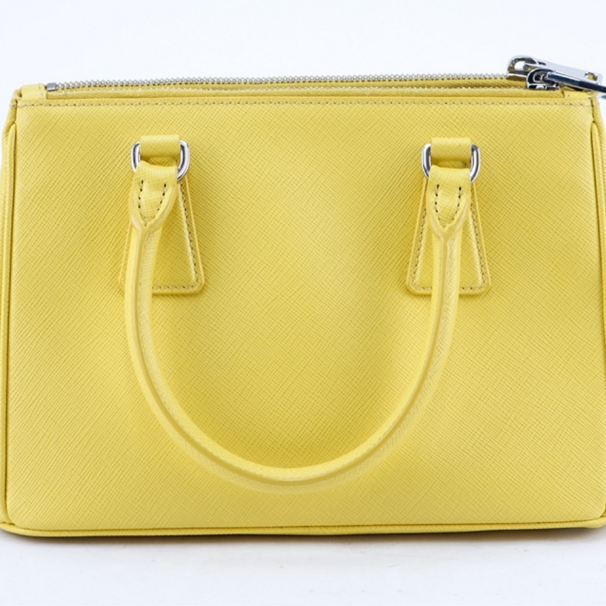 Prada Yellow Small Grain Leather Saffiano Lux Bag