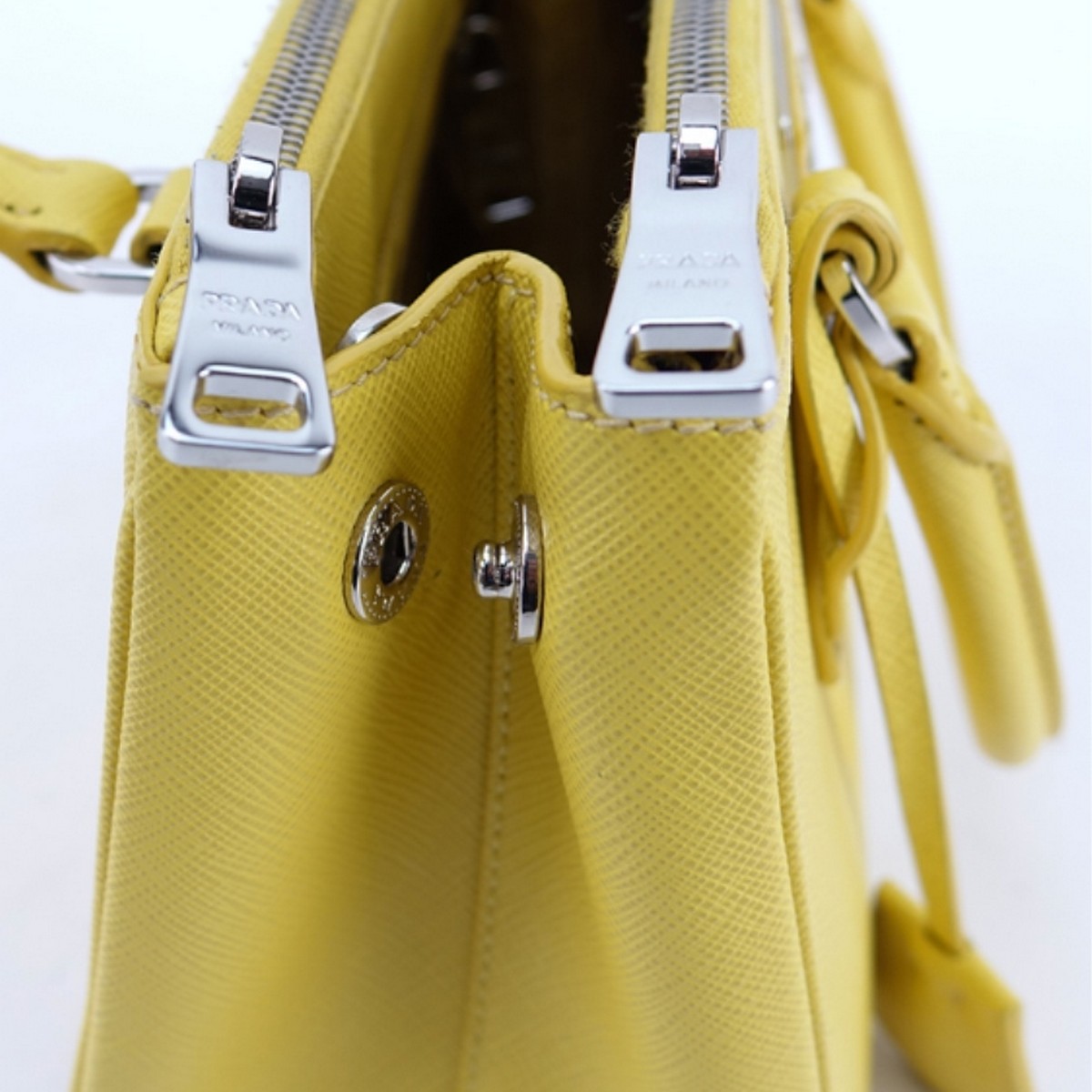 Prada Yellow Small Grain Leather Saffiano Lux Bag