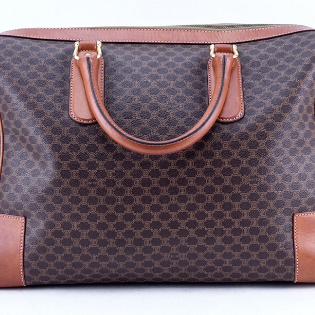 Celine Brown Macadem Coated Canvas Vintage Weekend