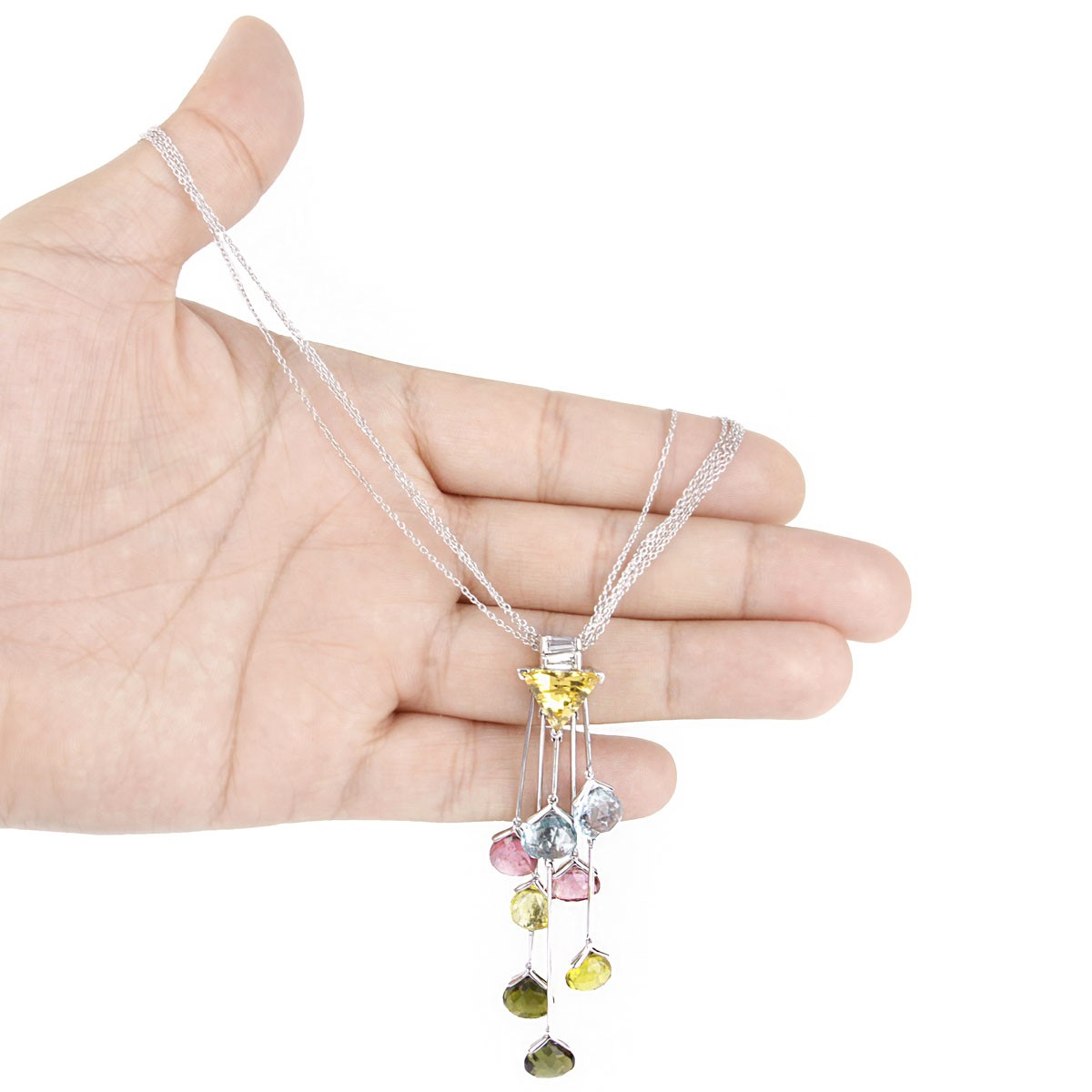 Contemporary Multi Gemstone and 18K Gold Necklace