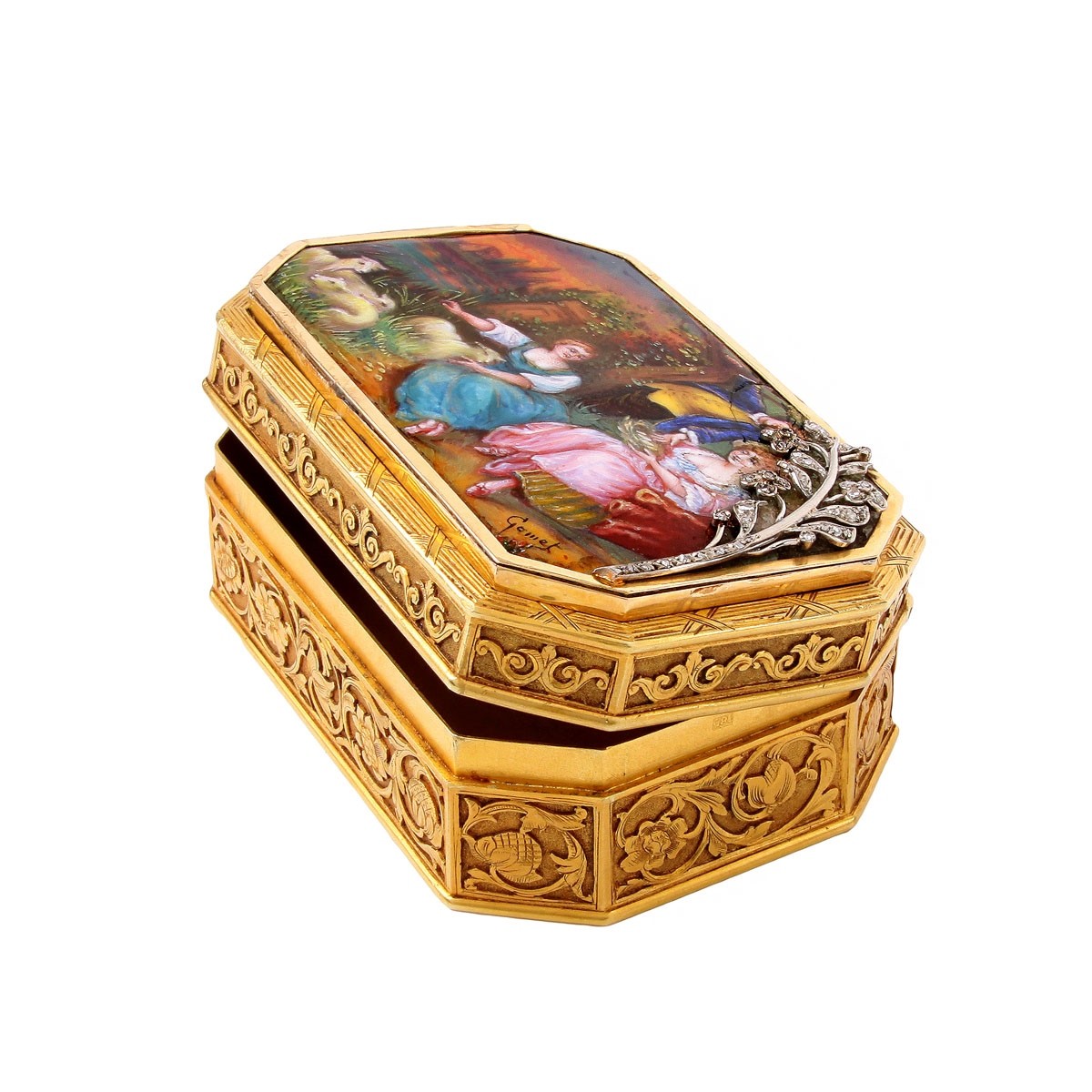 19th Century Continental Gold and Enamel Snuff Box