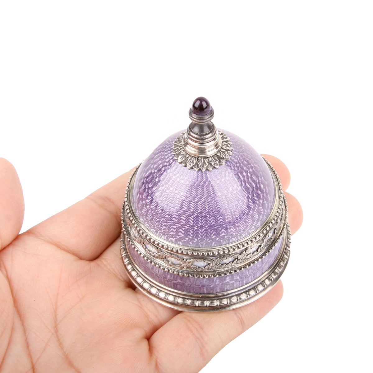 Russian Faberge Enameled Silver Perfume Bottle