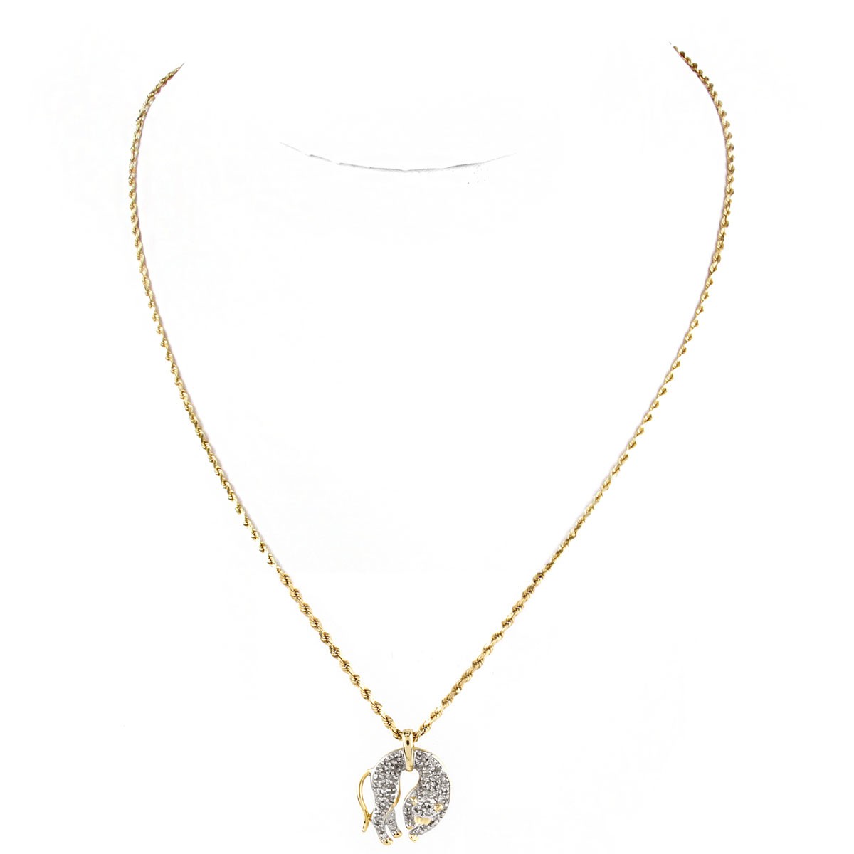 Diamond and 14K Gold Cat Pendant Necklace