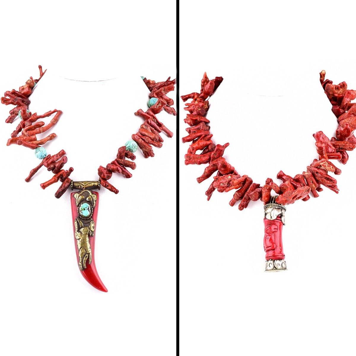 Two (2) Vintage Red Branch Coral Necklaces