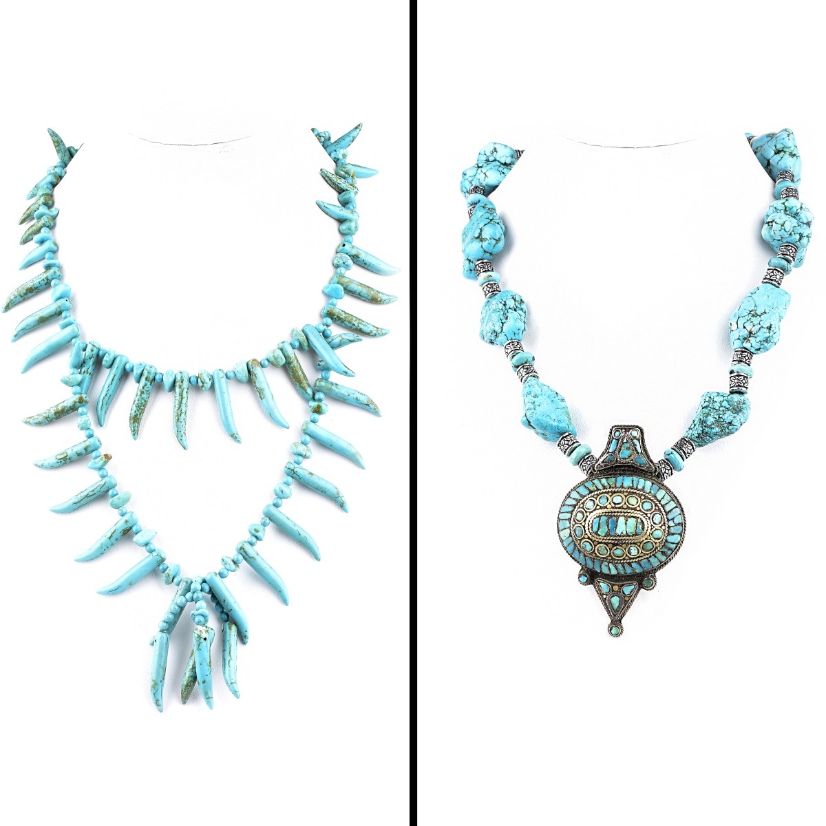 Two (2) Vintage Chunky Turquoise Necklaces
