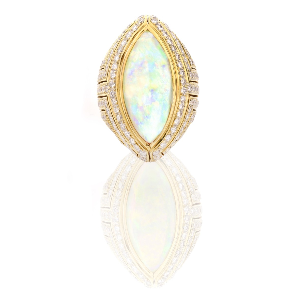 Opal, Diamond and 18K Gold Ring