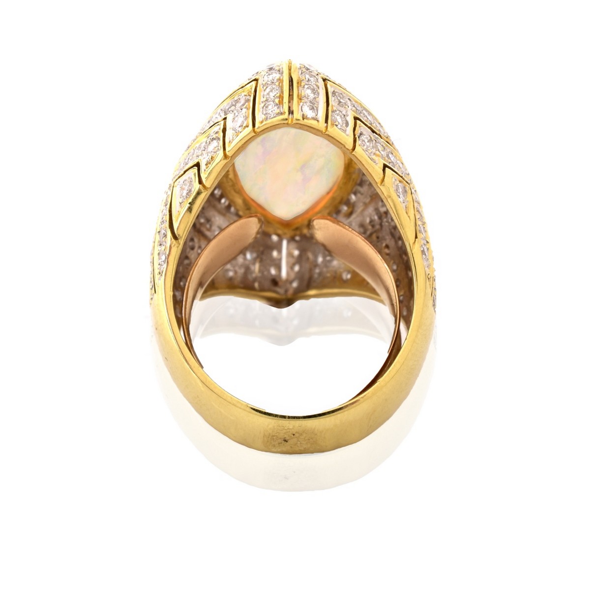 Opal, Diamond and 18K Gold Ring