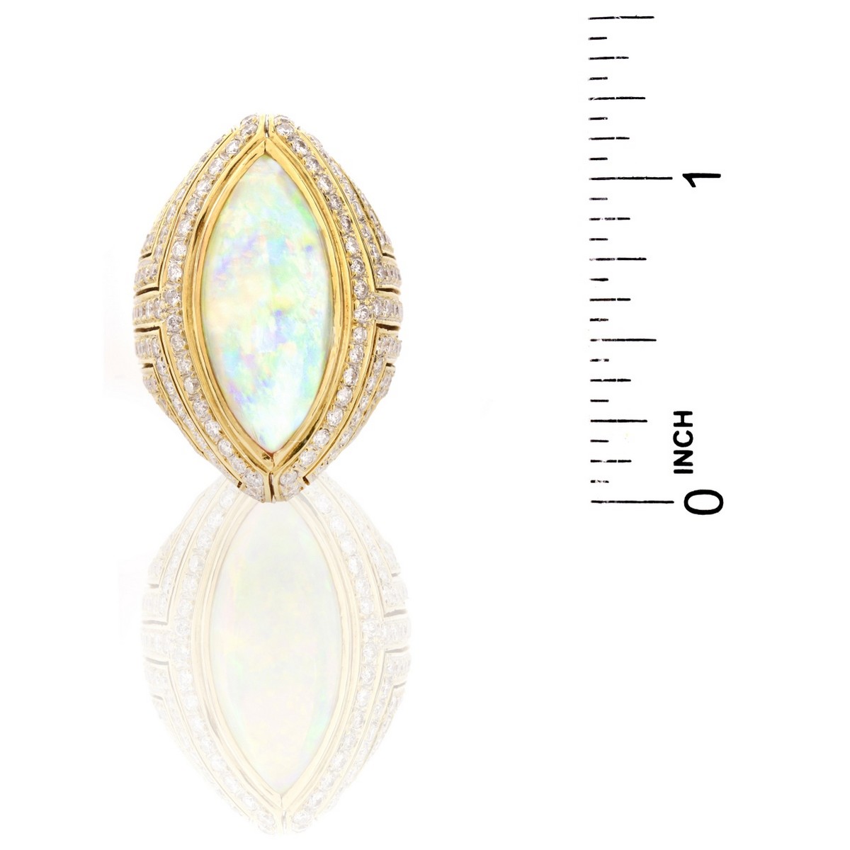 Opal, Diamond and 18K Gold Ring