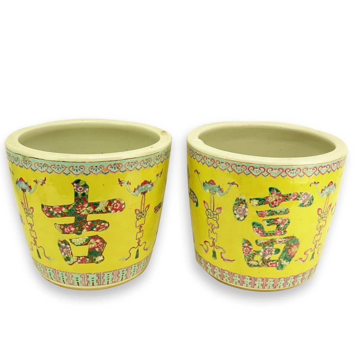 Pair of Large Chinese Famille Jaune Porcelain