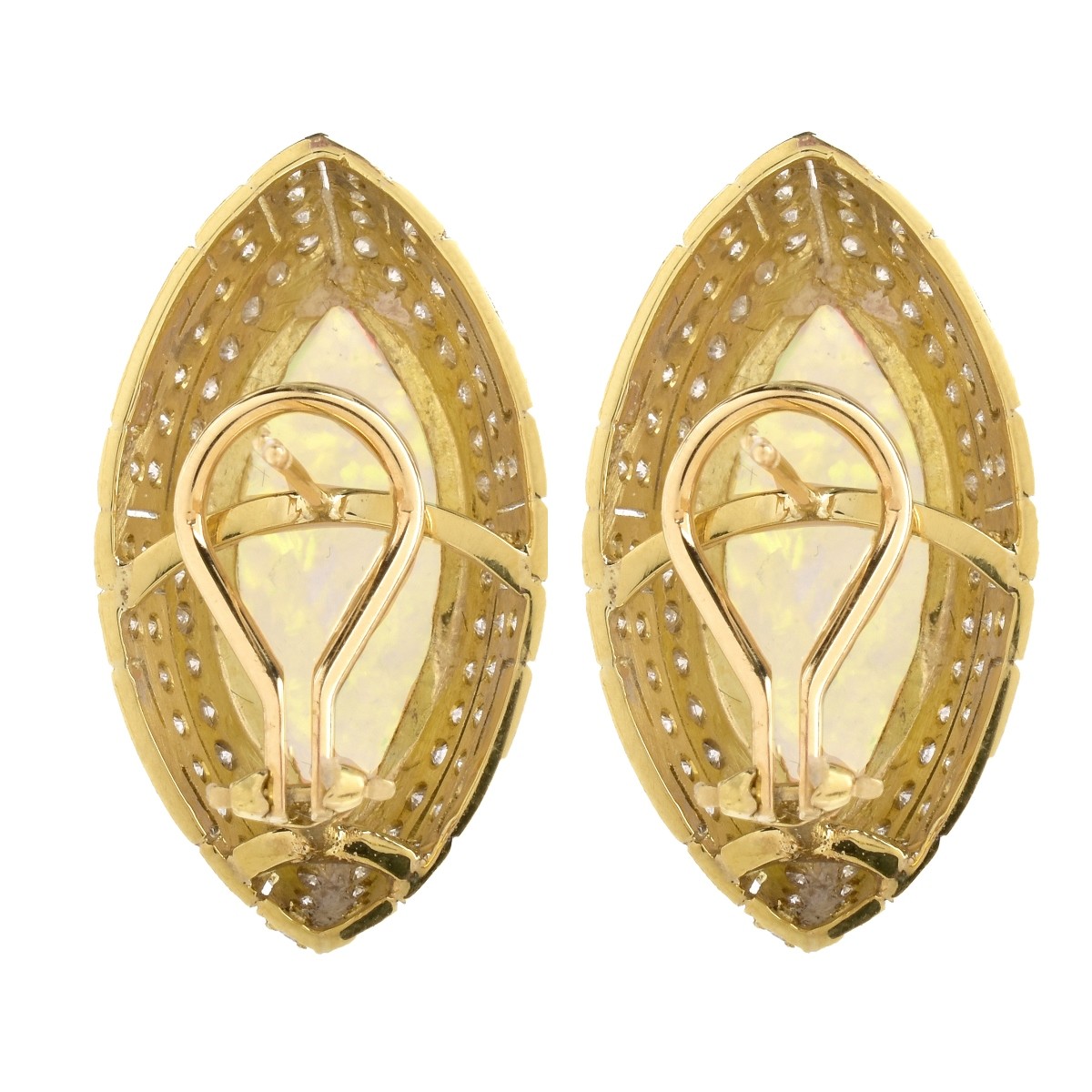 Opal, Diamond and 18K Gold Earrings