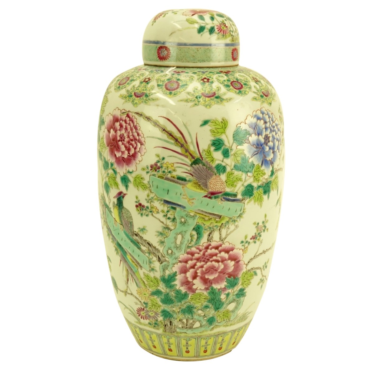 Tall Antique Chinese Famille Rose Ginger Jar
