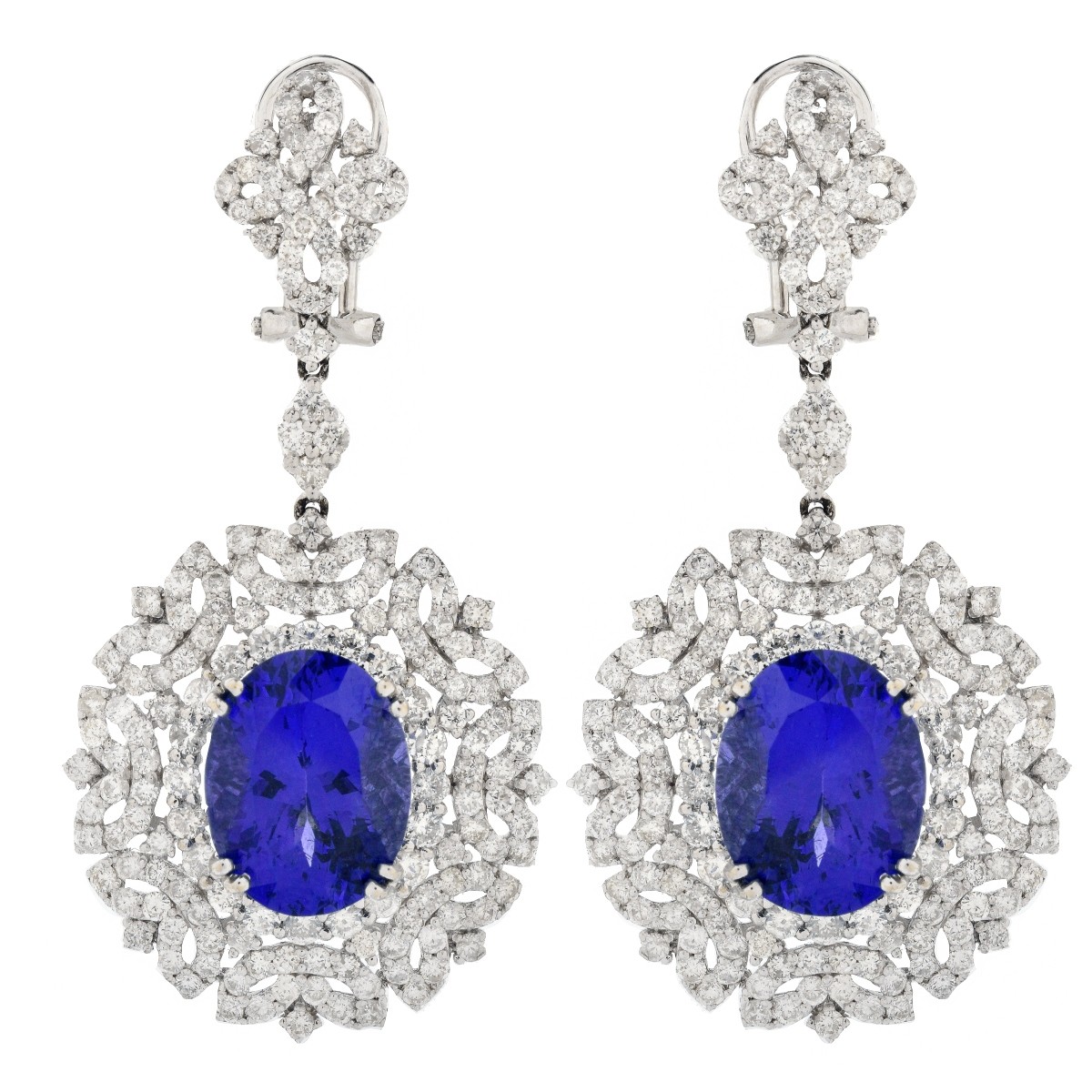 Tanzanite, Diamond and 18K Gold Earrings