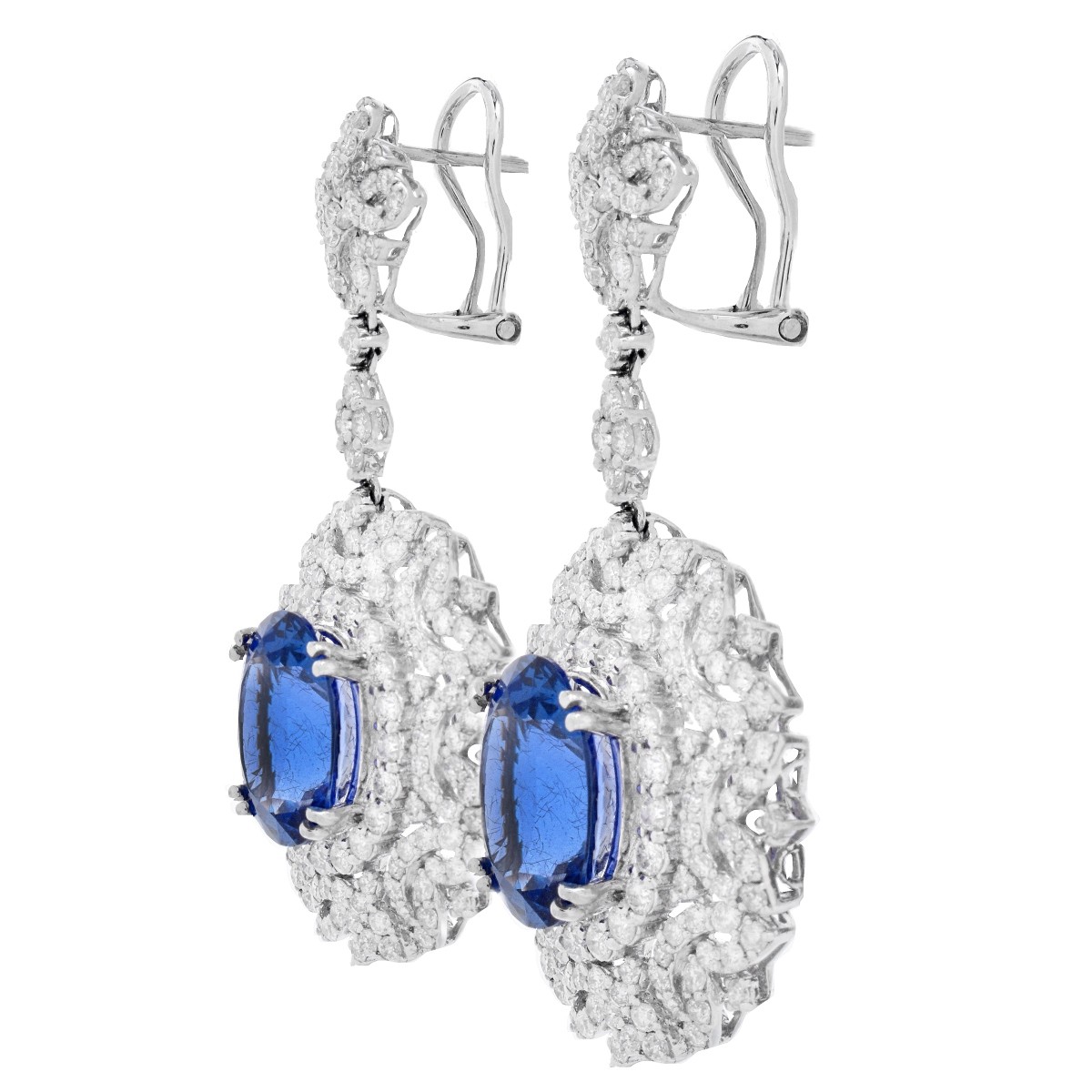 Tanzanite, Diamond and 18K Gold Earrings