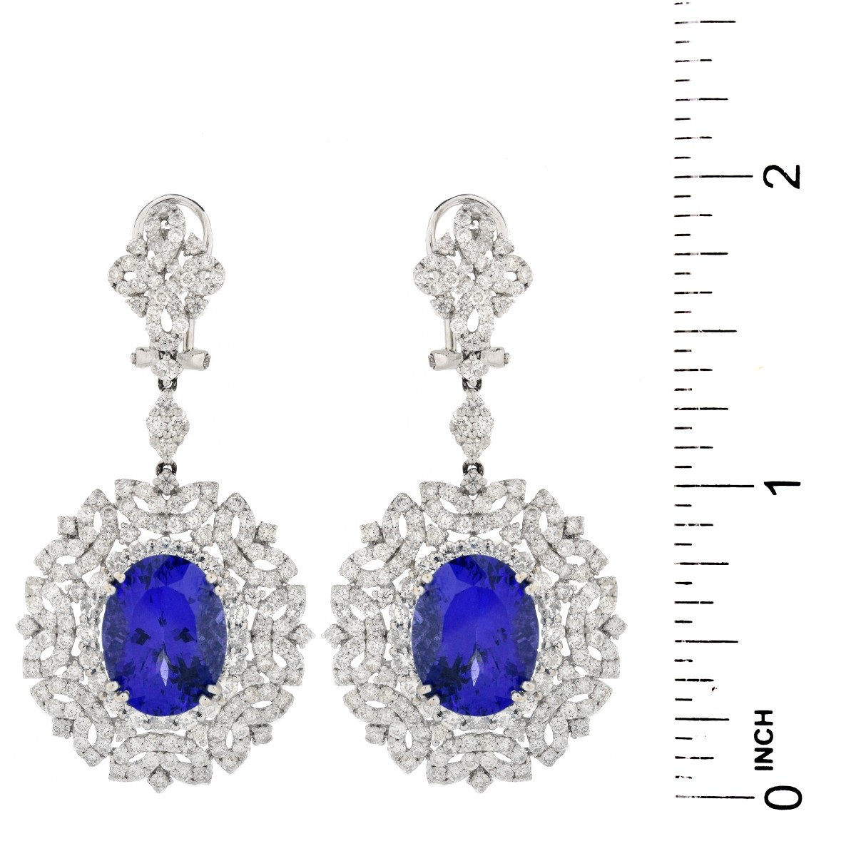 Tanzanite, Diamond and 18K Gold Earrings