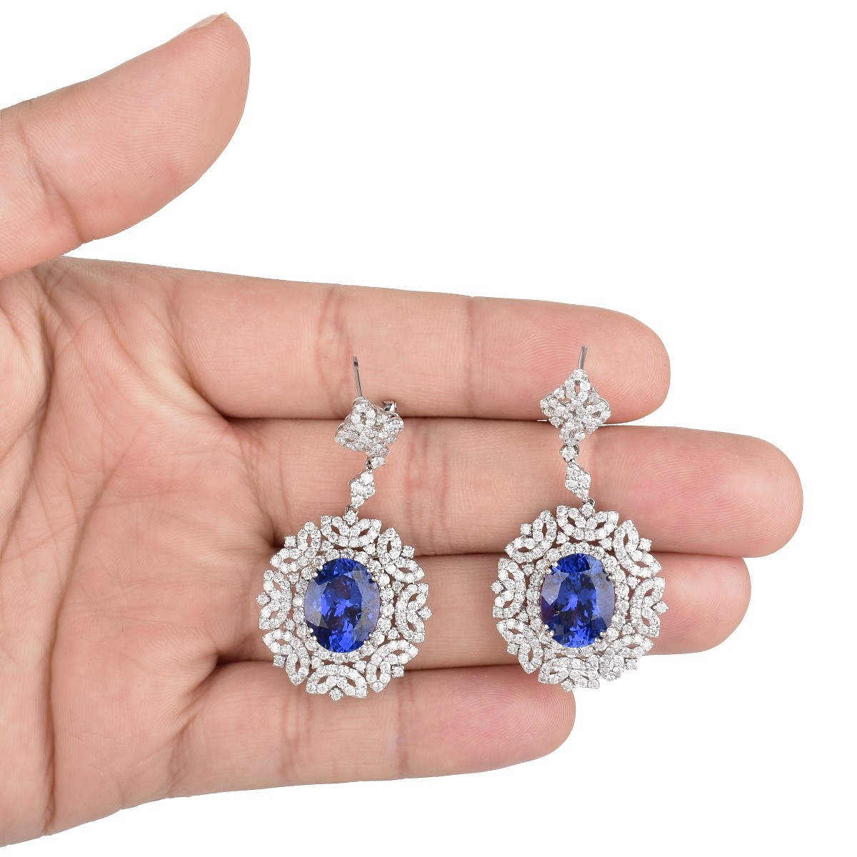 Tanzanite, Diamond and 18K Gold Earrings