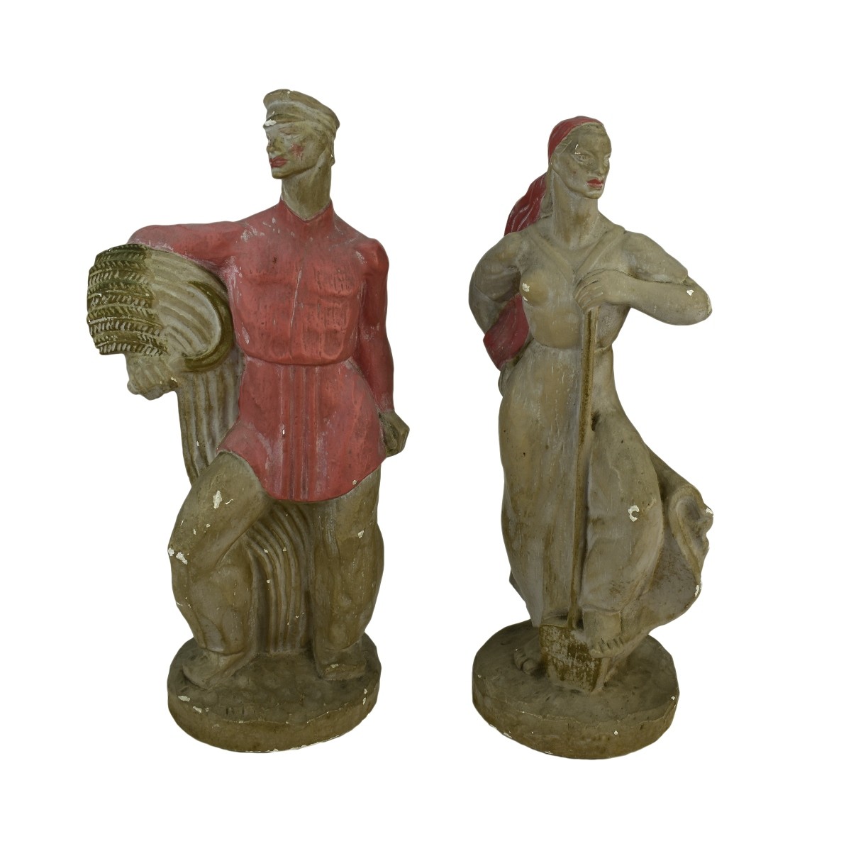 Two (2) Russian Painted Ceramic Figures