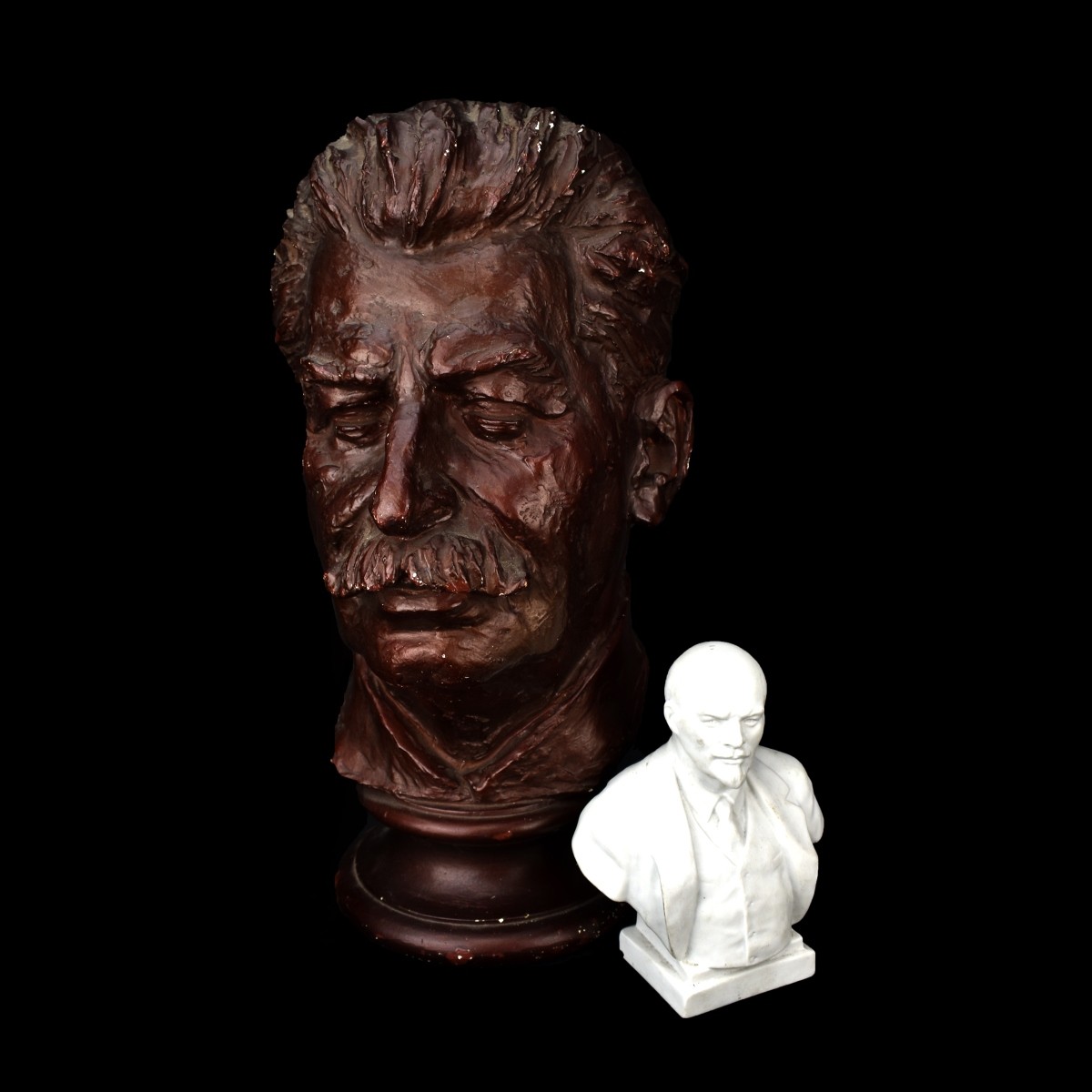 Grouping Of Two (2): Vintage Russian Plaster Bust