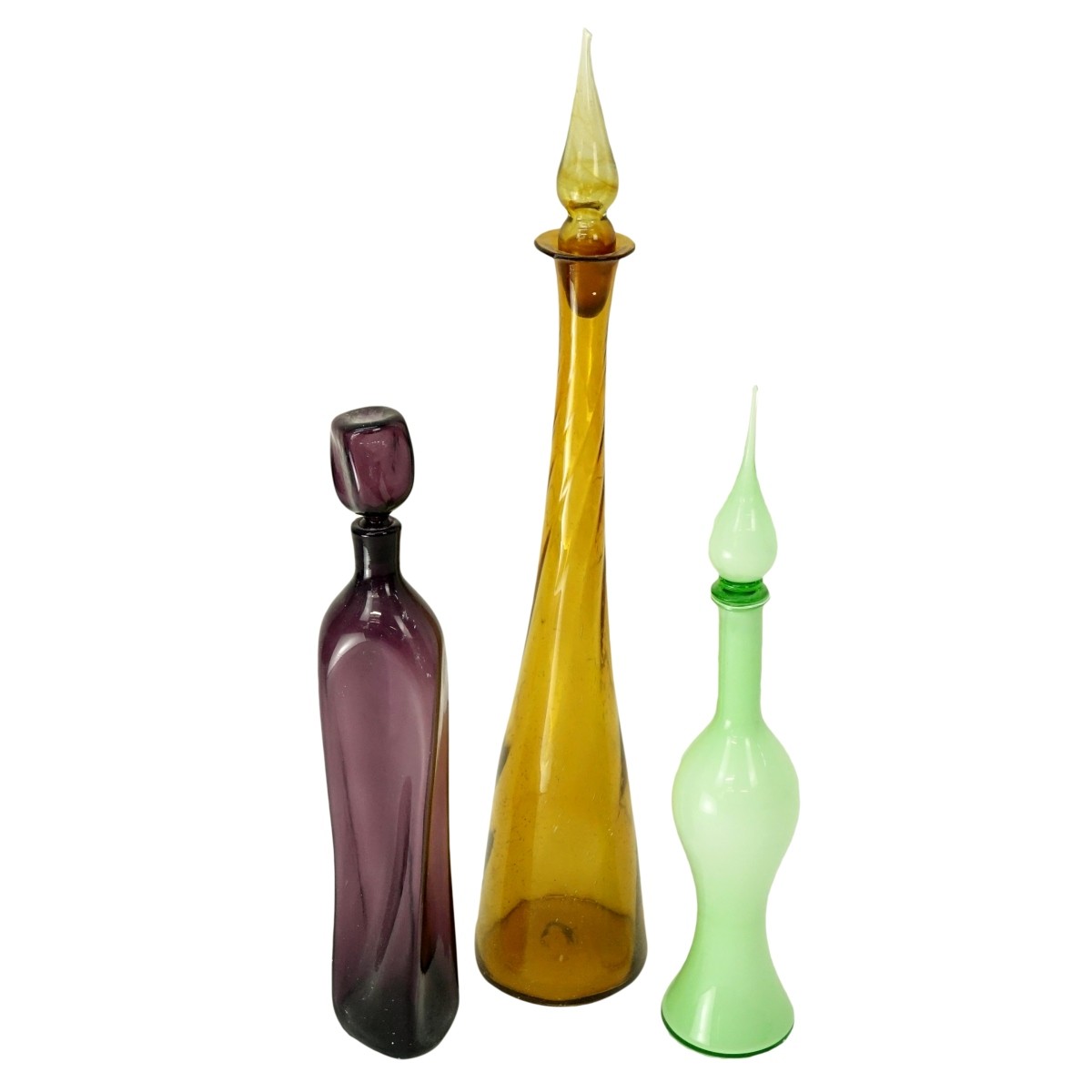 Grouping of Three (3) Large Vintage Colored Glass
