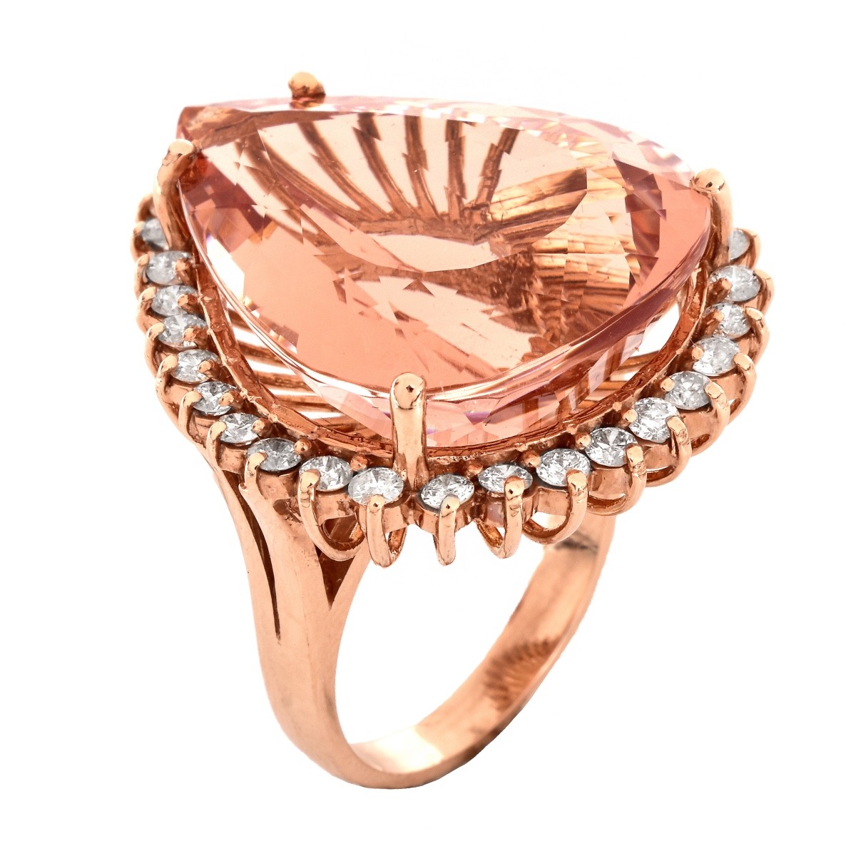 Morganite, Diamond and 14K Gold Ring