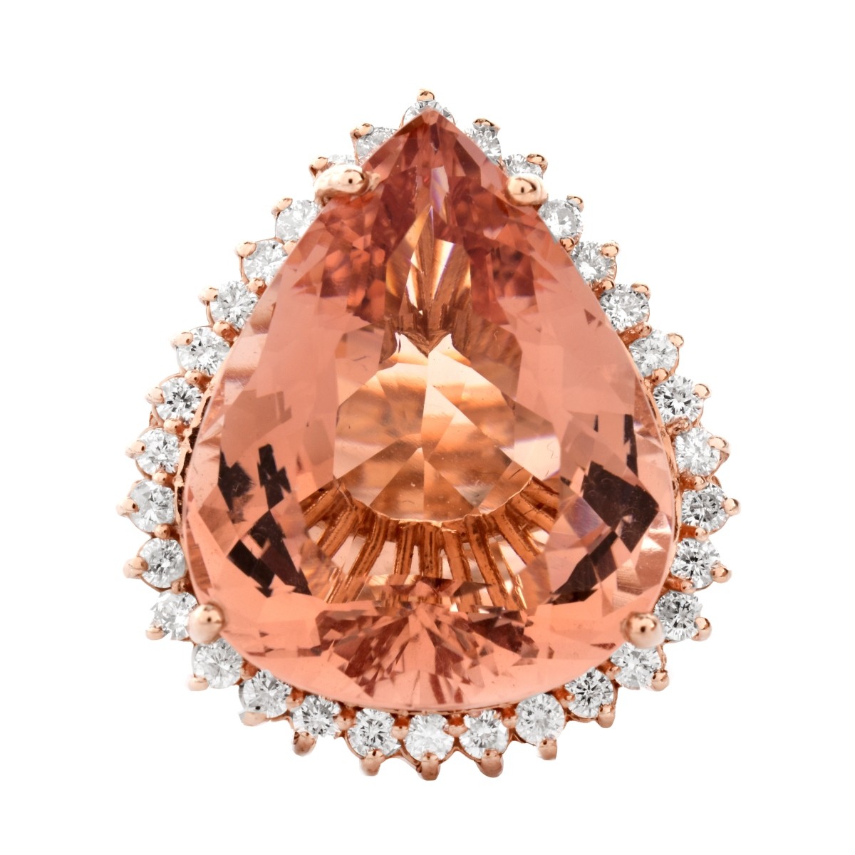 Morganite, Diamond and 14K Gold Ring