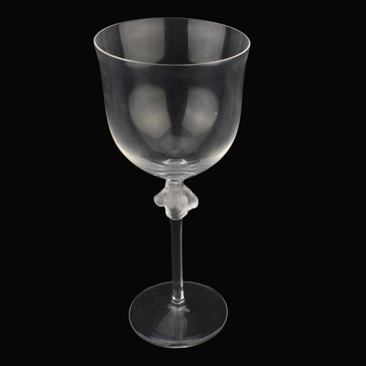 Four (4) Lalique "Roxanne" Crystal Wine Goblets