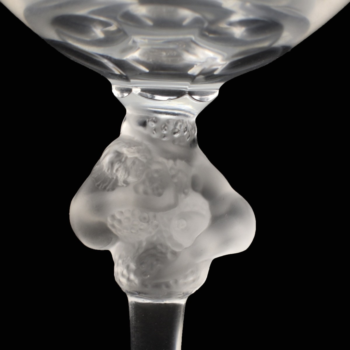 Four (4) Lalique "Roxanne" Crystal Wine Goblets