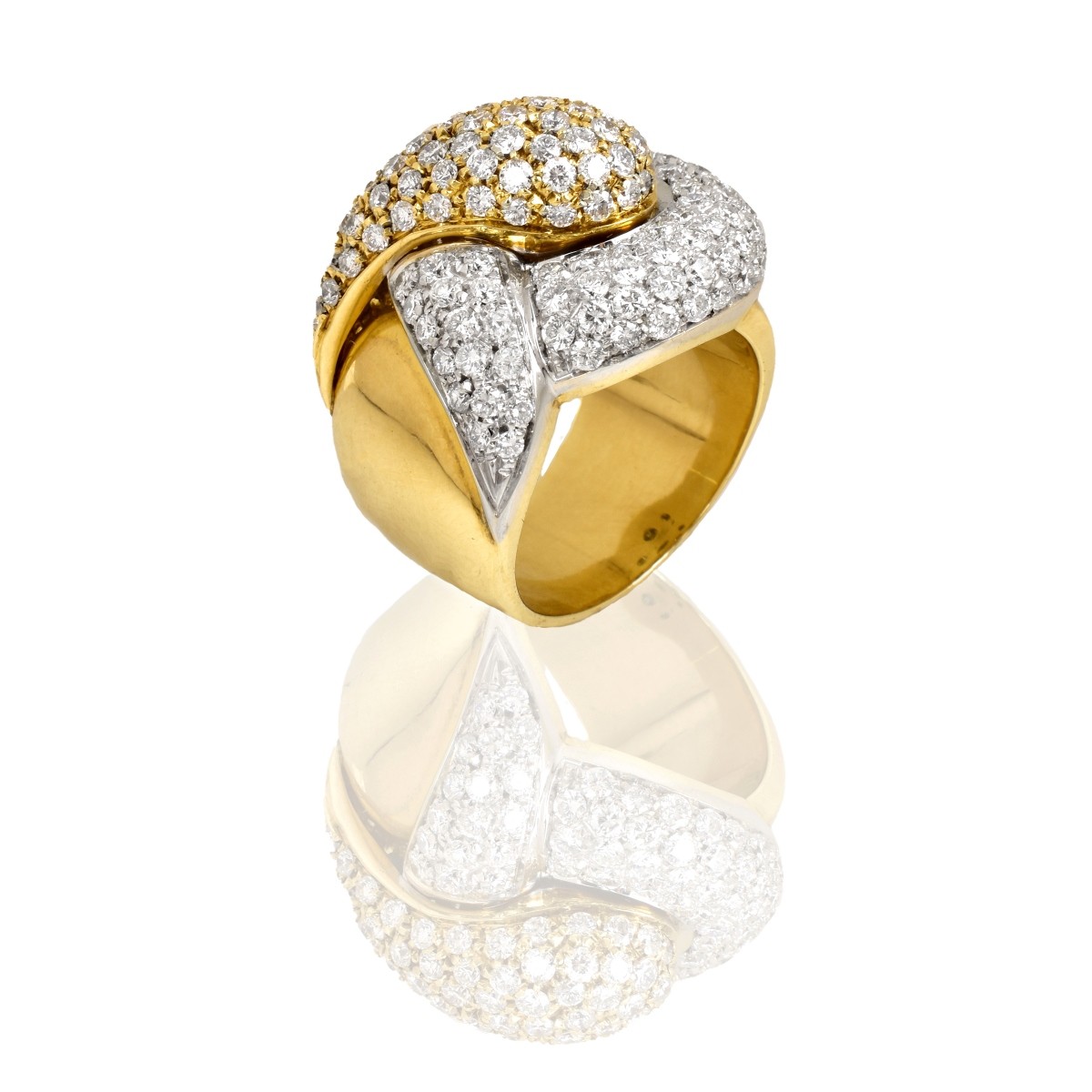 Diamond and 18K Yellow Gold Dinner Ring