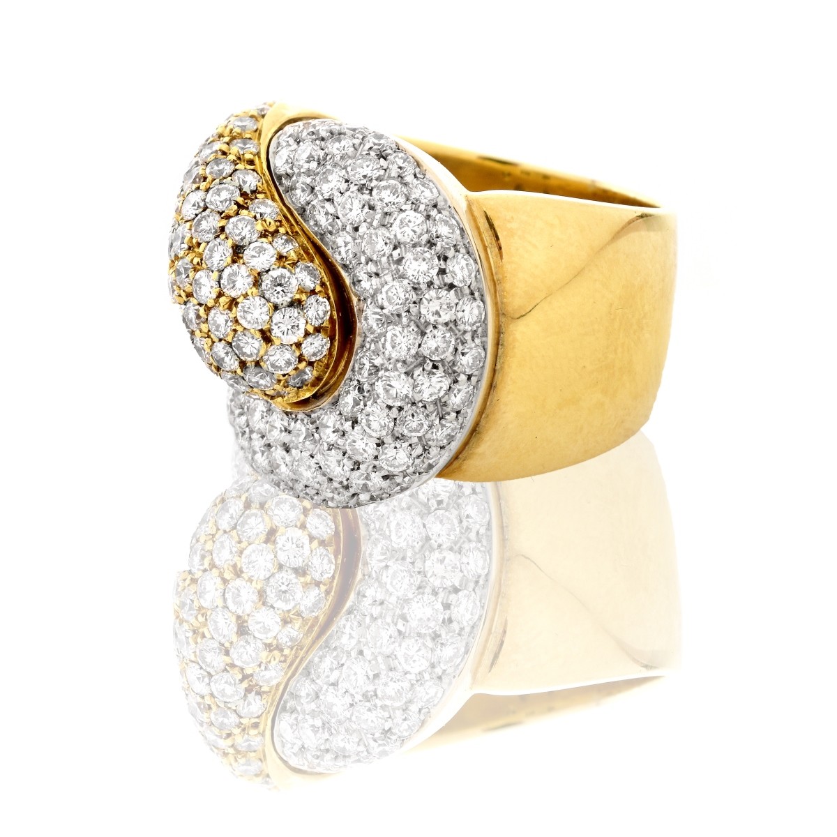 Diamond and 18K Yellow Gold Dinner Ring