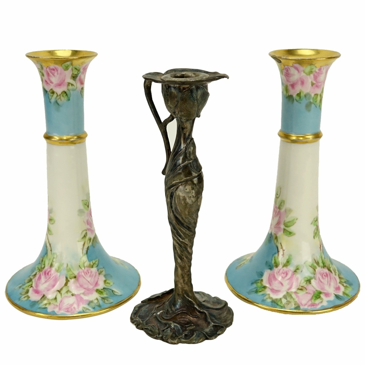 Grouping of Three (3): Pair of Limoges Porcelain