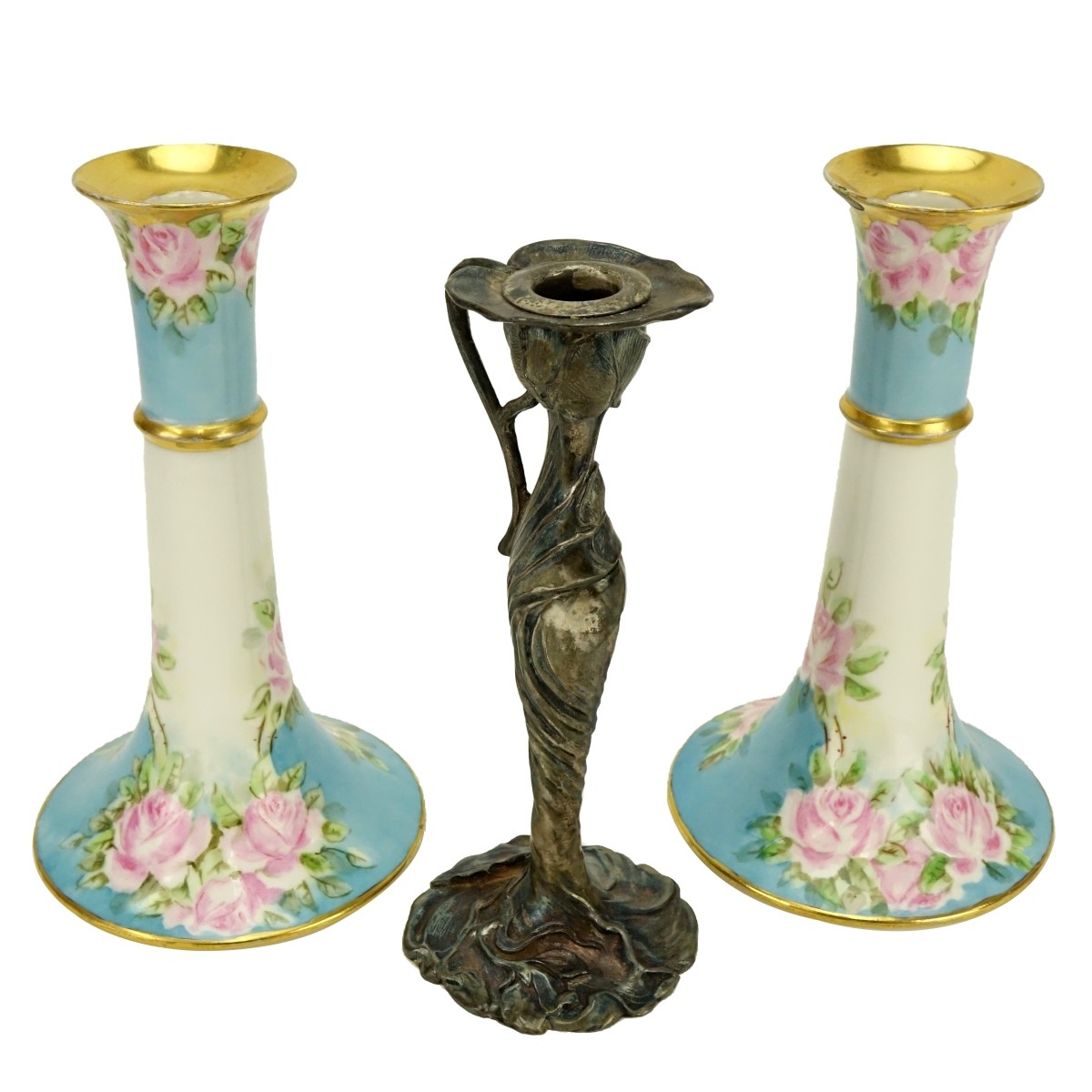 Grouping of Three (3): Pair of Limoges Porcelain