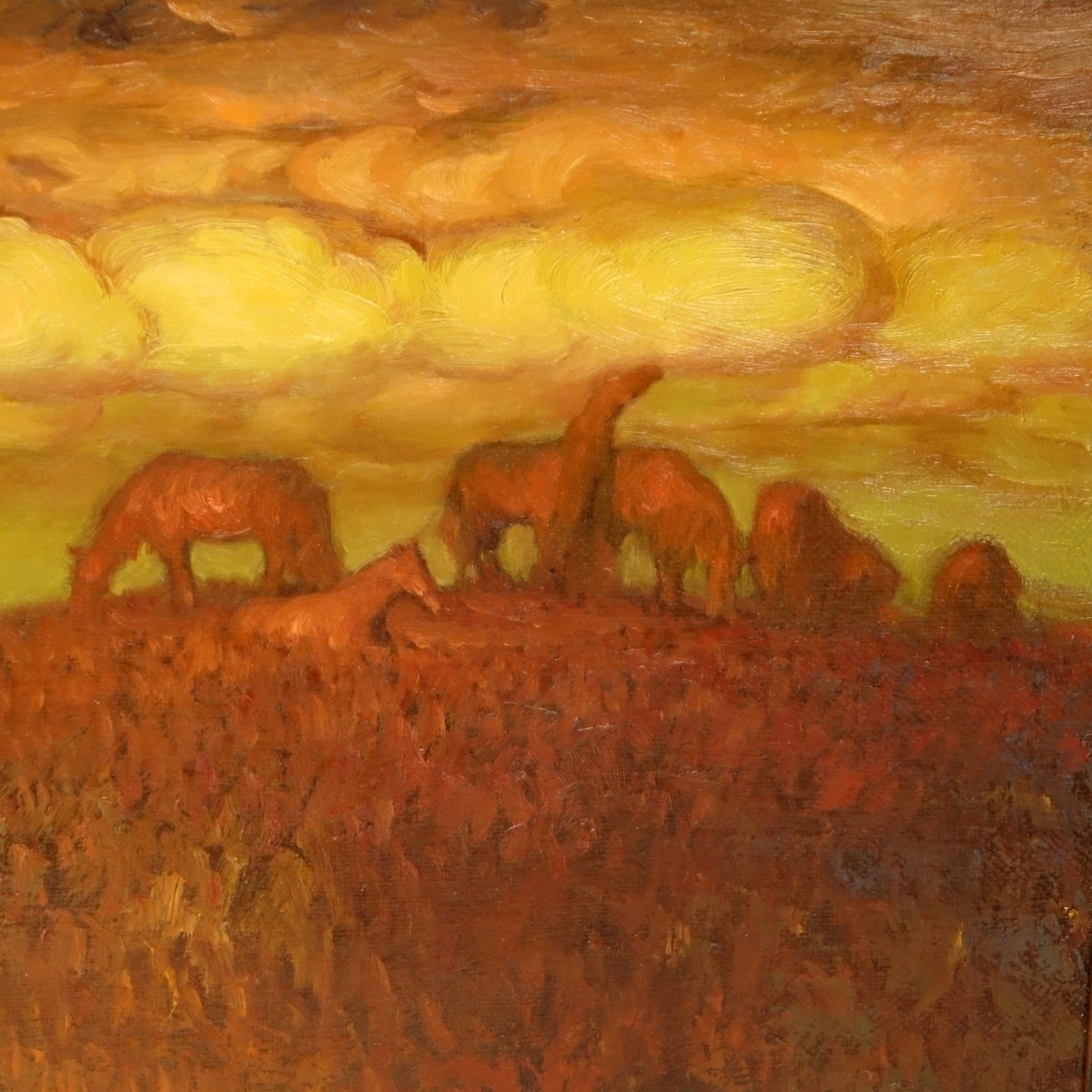 Bigenko (20th Century) Oil On Canvas "Red Horses"
