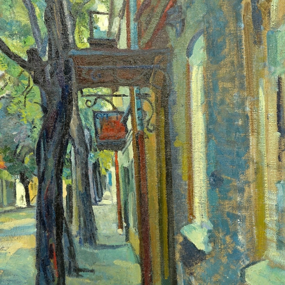 20th Century Hungarian Oil On Canvas, Street Scene