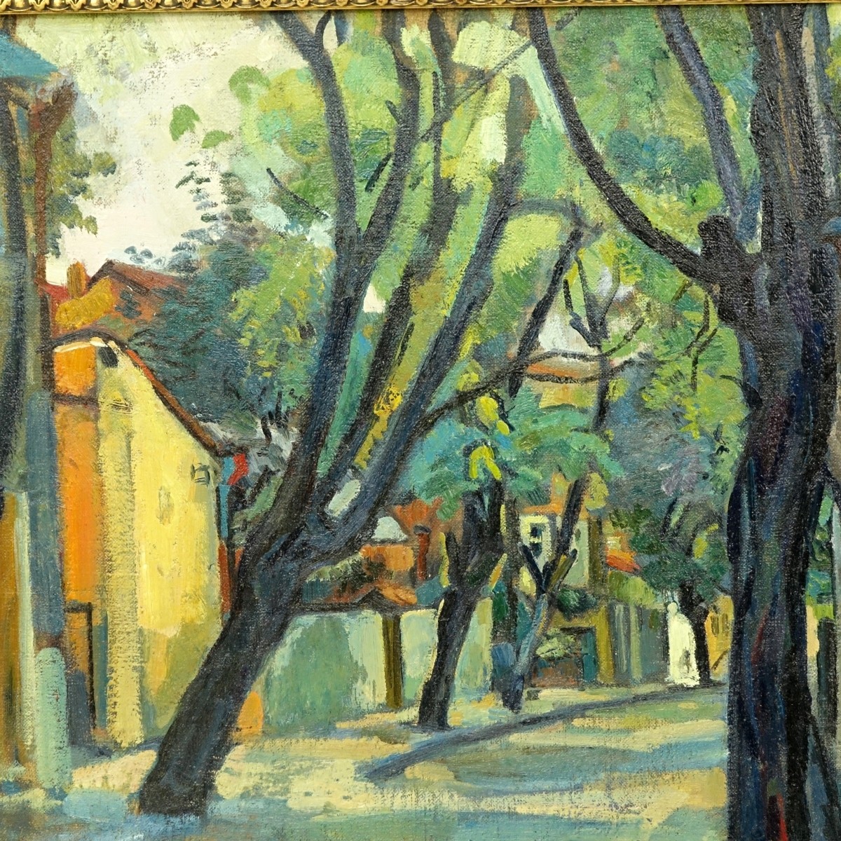 20th Century Hungarian Oil On Canvas, Street Scene