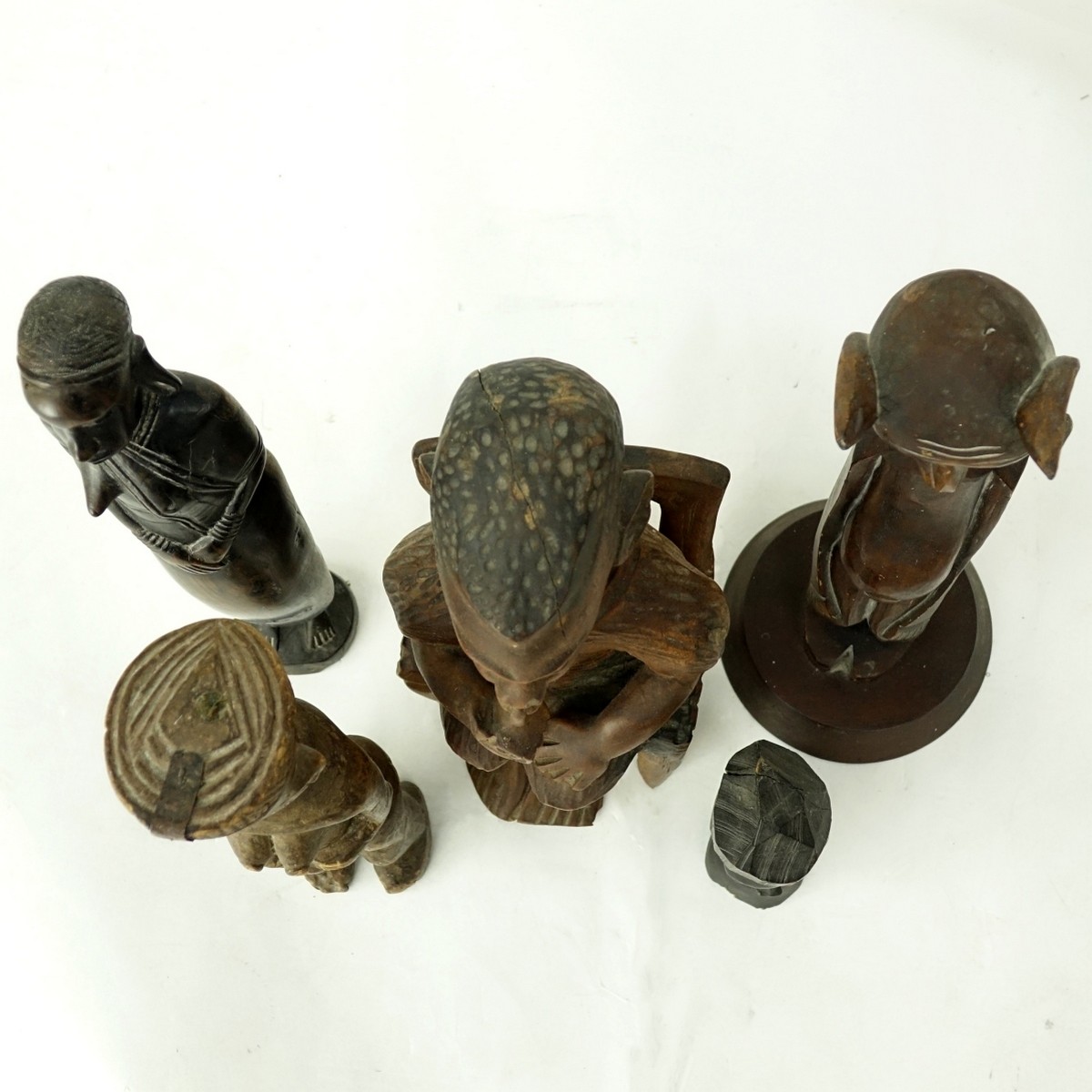 Collection Of Five (5) Carved Wood African Figures