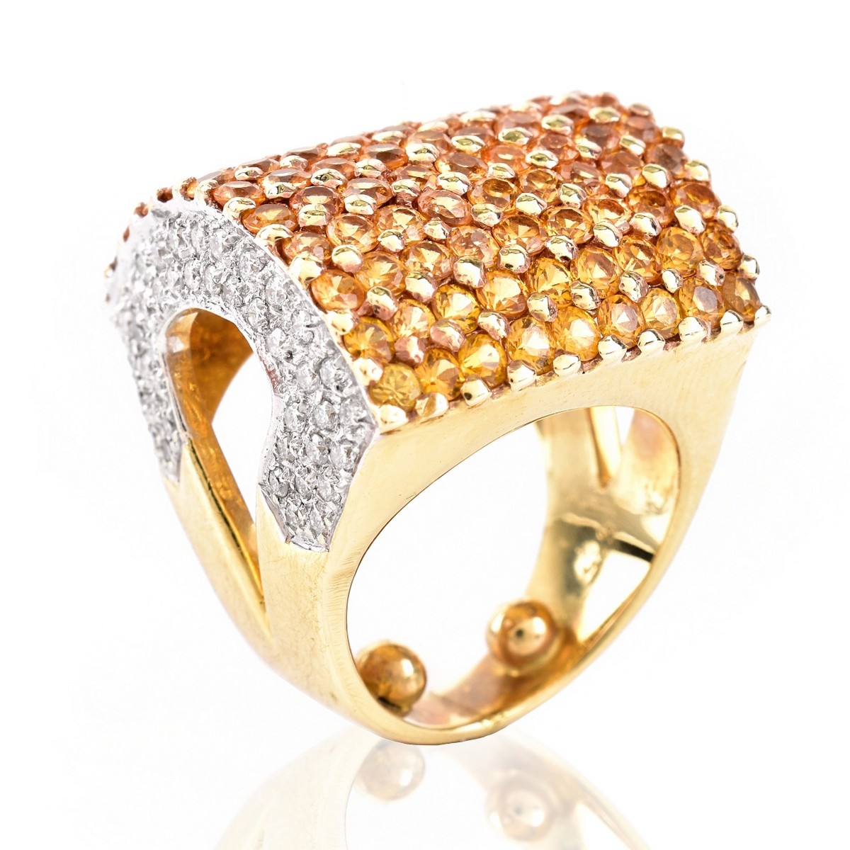 Diamond, Citrine and 14K Gold Ring